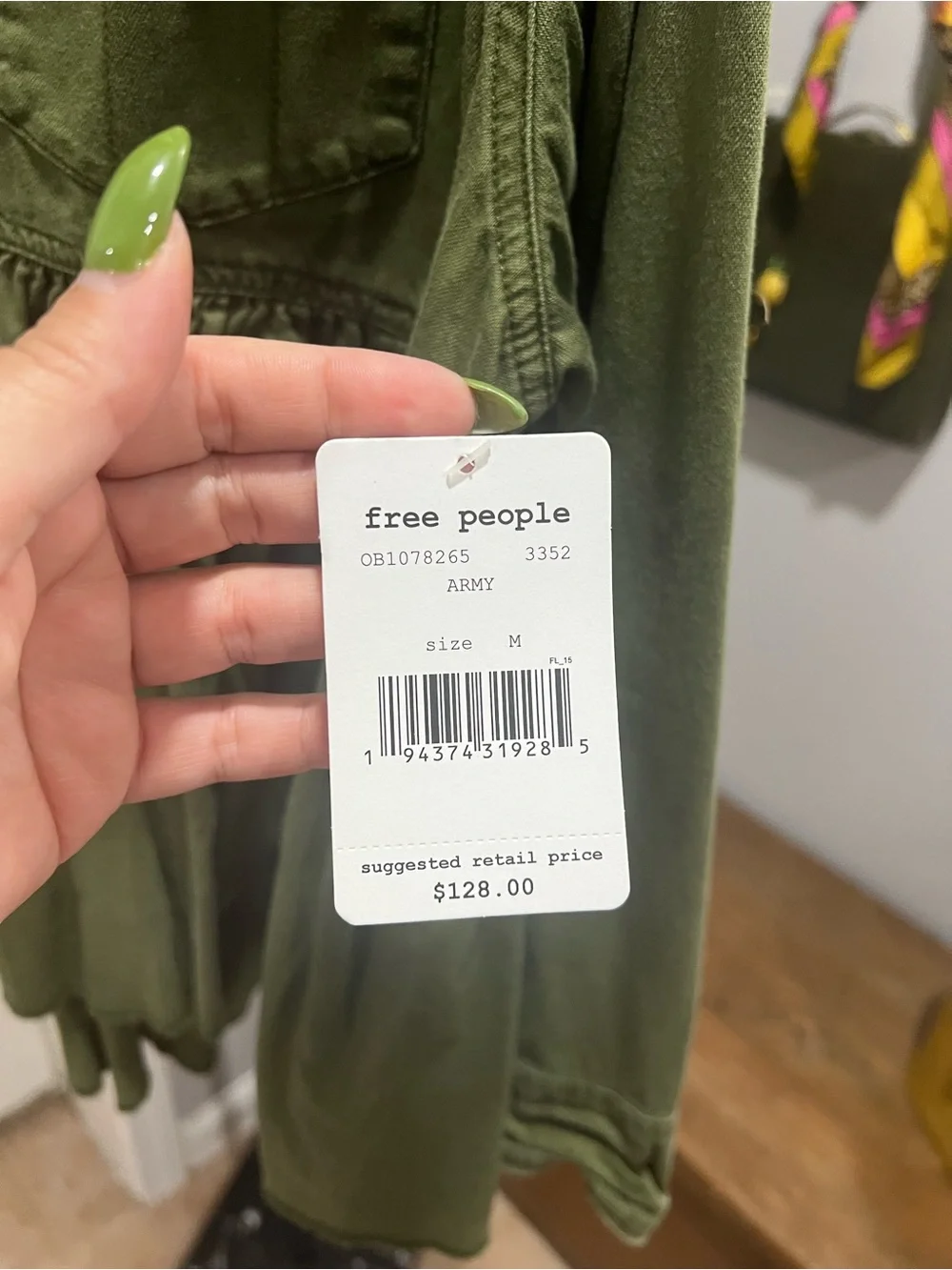 Free People Dylan high/low peplum jacket in Army- NEW